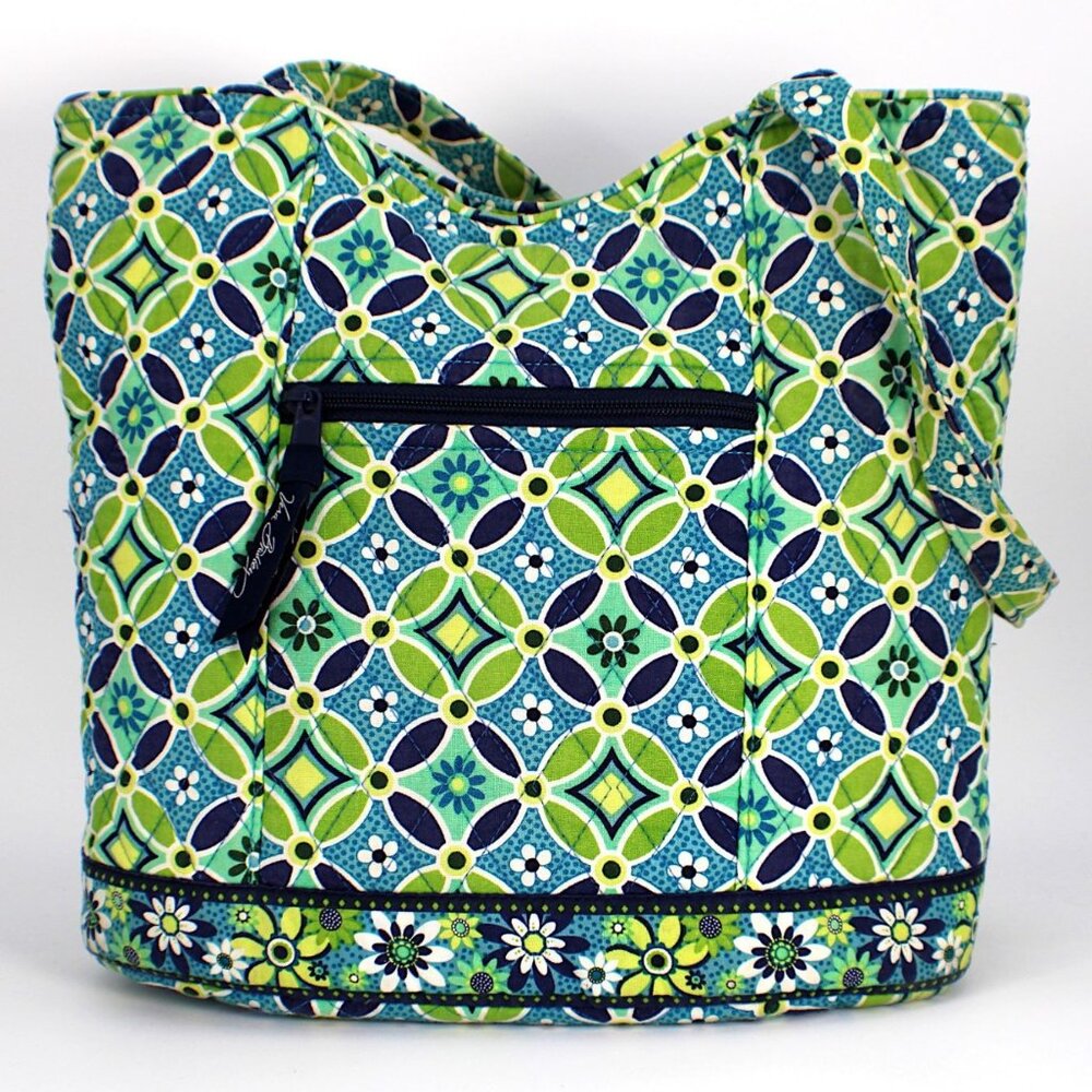 Vera Bradley Blue & Green Floral Quilted Tote Bag